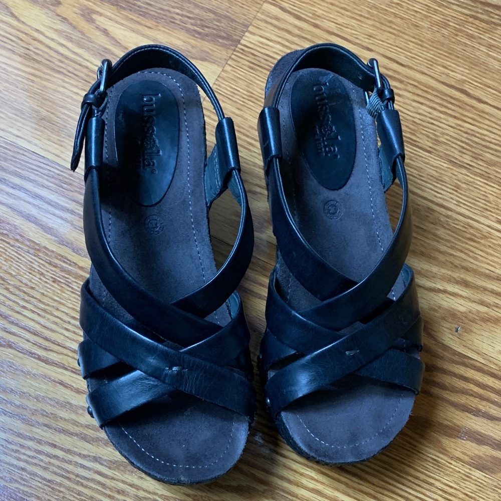 Bussola Black Wedge Sandals with Buckle - Picture 2 of 6